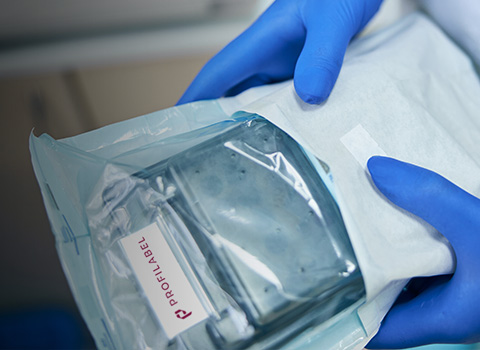 Sterilverpackung mit Etikett